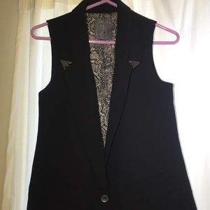 Long western-inspired black vest by Guess, size M